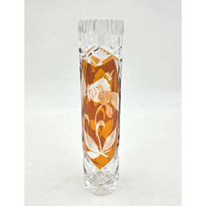 Siegfried Haertel CUT TO CLEAR 8 1/2" Tall Glass Vase Highly Detailed Art Glass